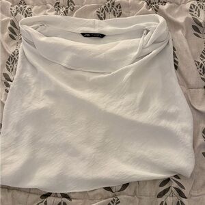 Zara White Cowl Neck Blouse